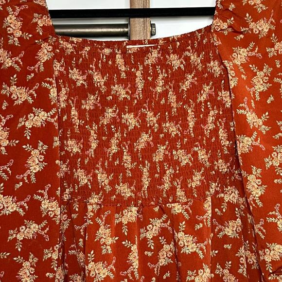 Altard State Long Sleeve Brown Floral Blouse Size Small - Picture 4 of 8
